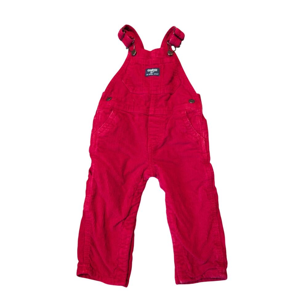 OshKosh B’gosh Baby Red Corduroy Overalls Size 18 Months Vintage Style Outfit